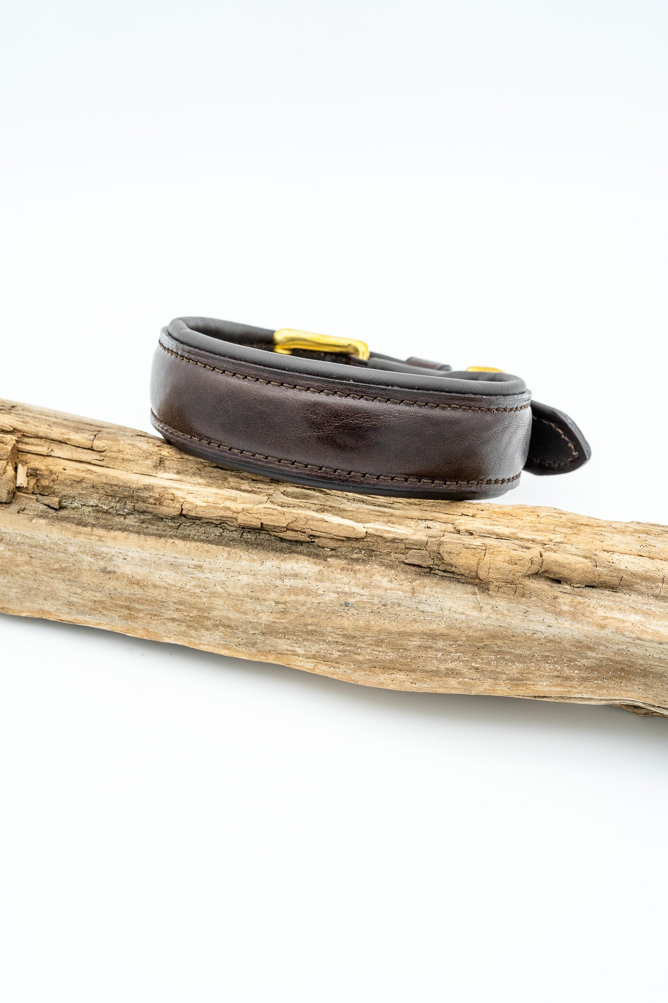 Otto Schuhmacher Set Hundehalsband & Leine - Chocolate Leder, Messing